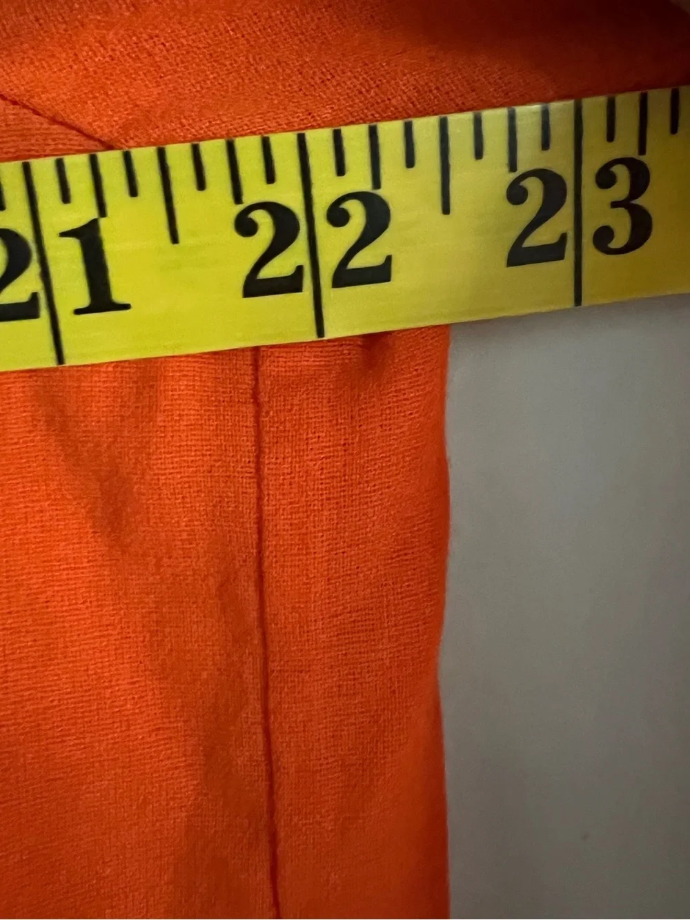 Trina Turk Orange Resort Blouse V Neck Tie Peasant Blouse Sx X-Large